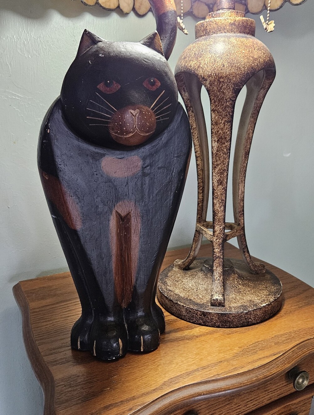 Vintage Large Wooden Cat, Carved Wood Cat, Vintage Cat Decor